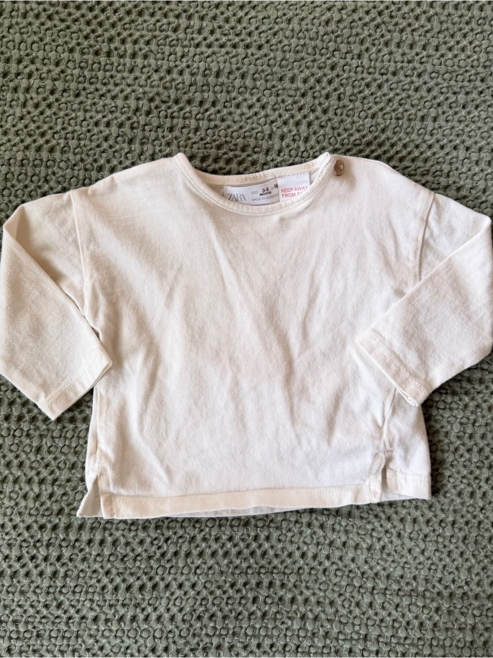 Zara Cream Long-Sleeve Cotton Tee
